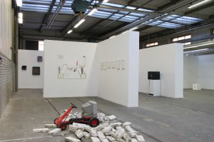 Installationview - from left: Lev Khesin, Katja Kollowa (foreground), Nadine Fecht and Peter Dobroschke