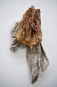 Astali / Peirce - untitled (head) - stalactite, found T-Shirt - 2013